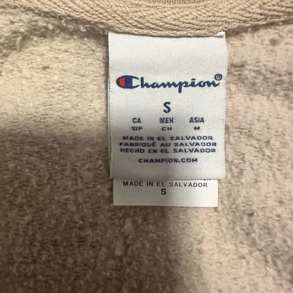 Champion Cream V-Neck Sweatshirt Relaxed Fit W/Pockets - Picture 2 of 7